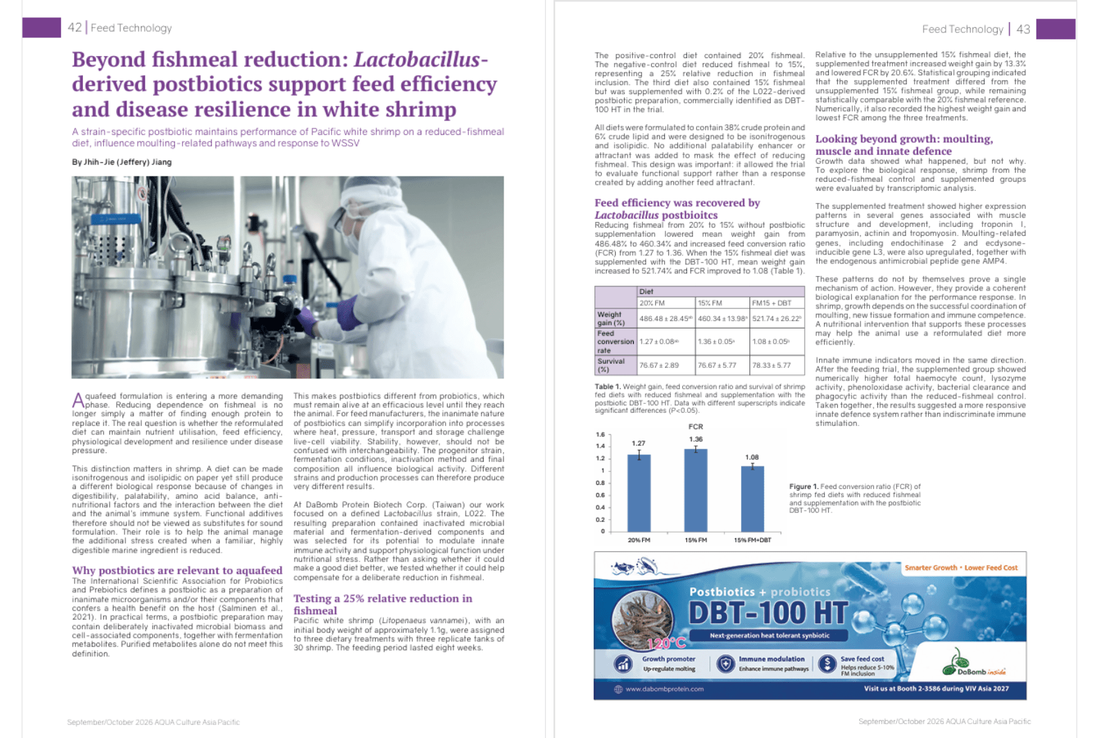 達邦蛋白的後生元研究文章〈Beyond fishmeal reduction: Lactobacillus-derived postbiotics support feed efficiency and disease resilience in white shrimp〉刊登在國際水產養殖期刊 達邦蛋白的後生元研究文章〈Beyond fishmeal reduction: Lactobacillus-derived postbiotics support feed efficiency and disease resilience in white shrimp〉刊登在國際水產養殖期刊
